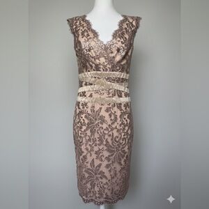 NWT Tadashi Shoji Sequin Lace V-Neck Cocktail Dress